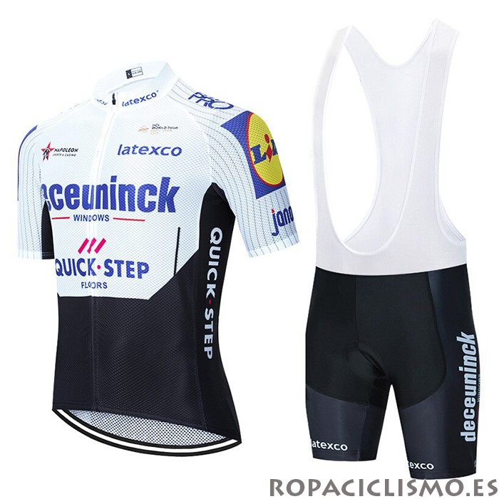 2020 Maillot Deceuninck Quick Step Tirantes Mangas Cortas Blanco Negro